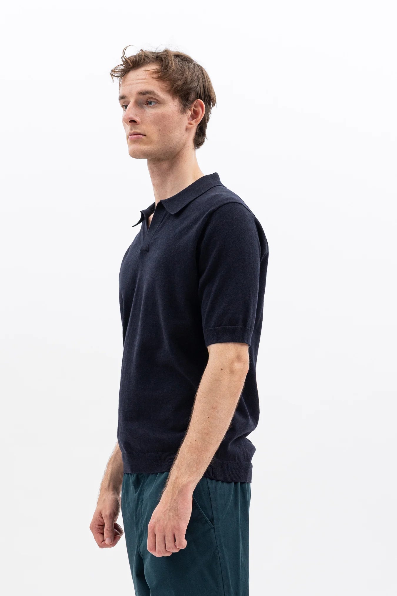 Leif Cotton Linen Polo - Dark Navy