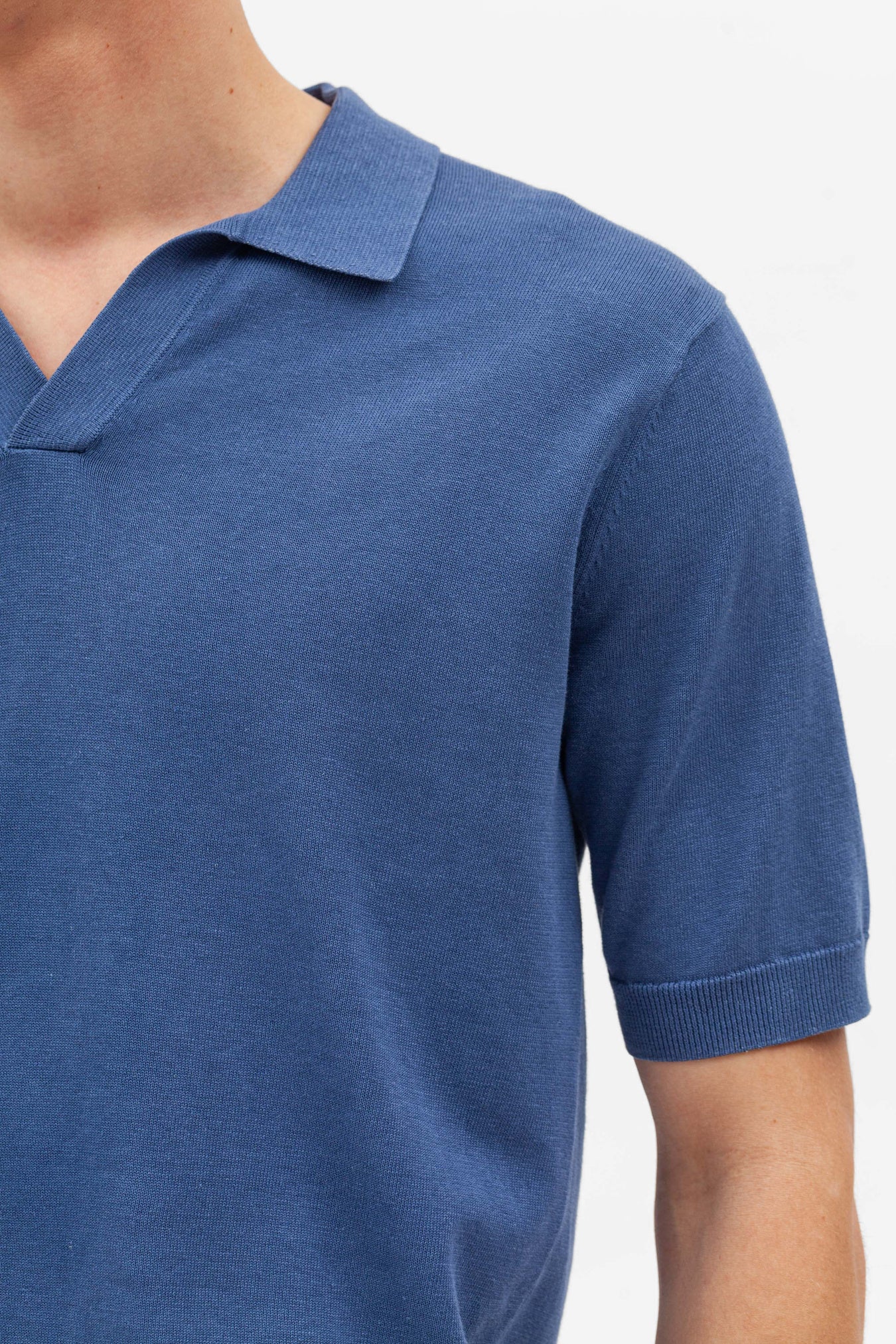 Leif Cotton Linen Polo - Calcite Blue