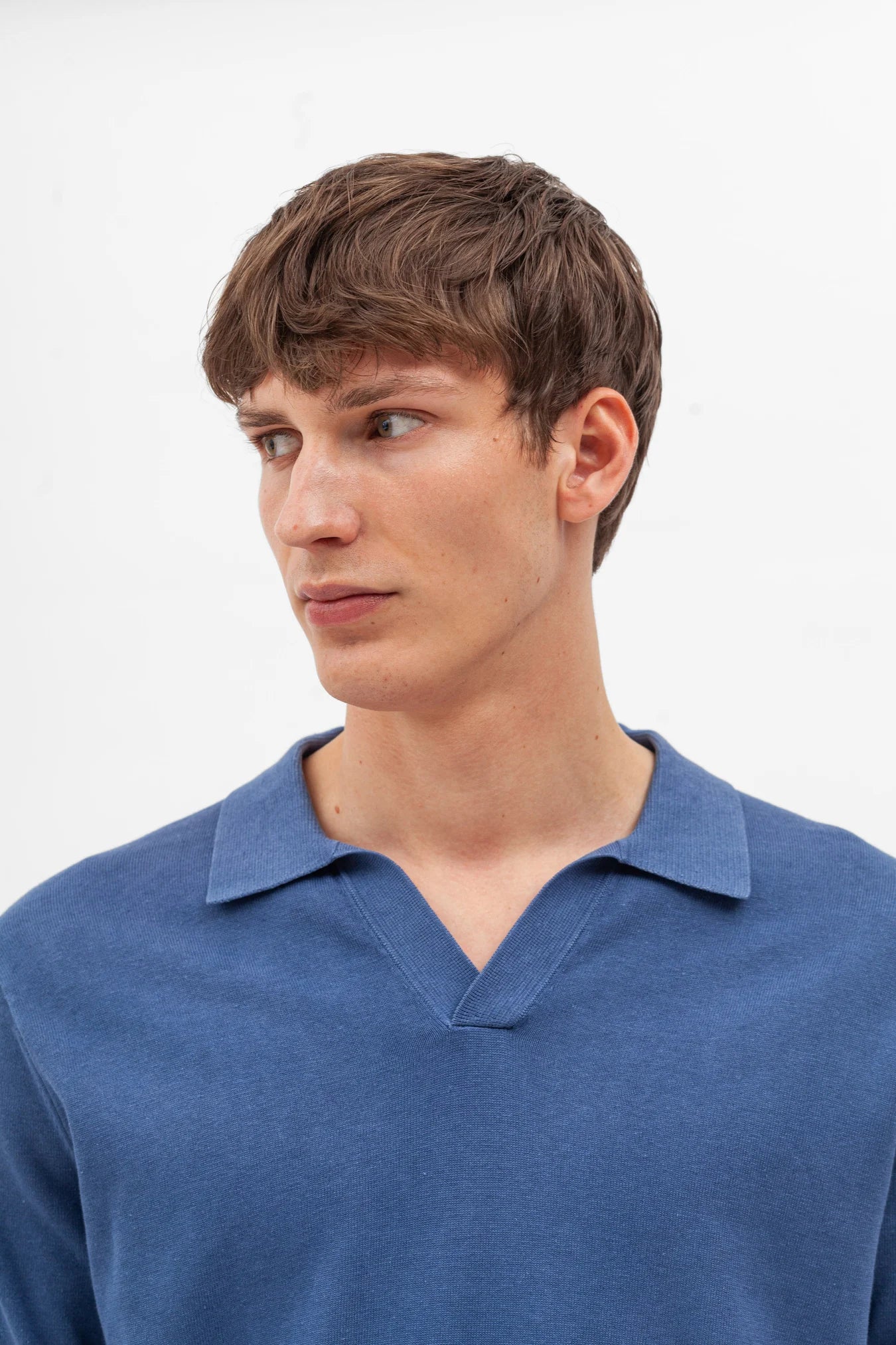 Leif Cotton Linen Polo - Calcite Blue