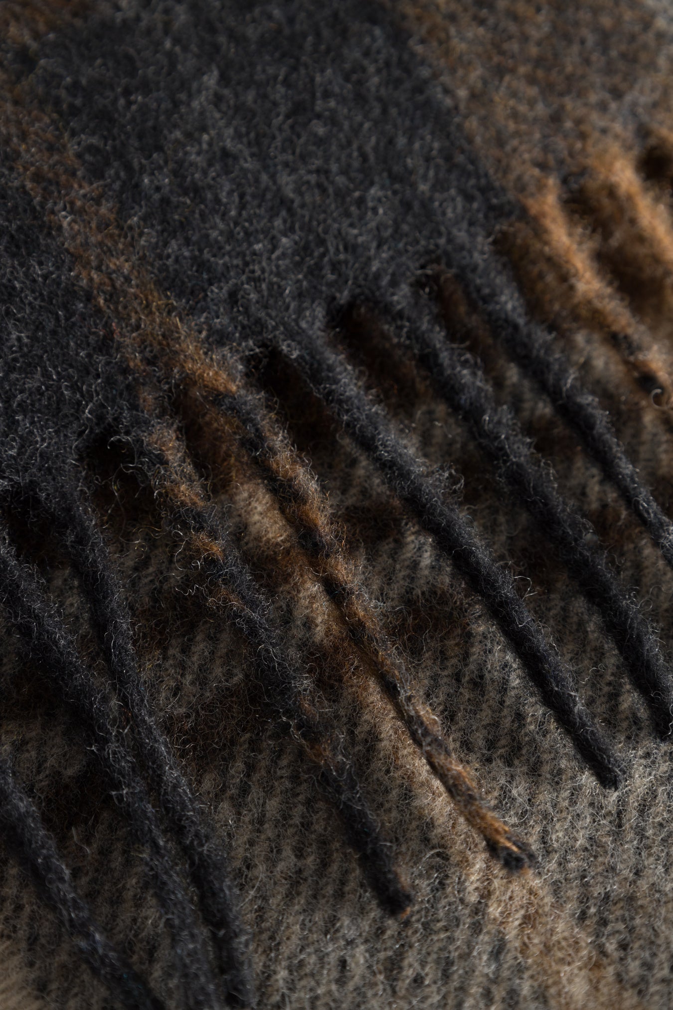 Moon Merino Lambswool Checked Scarf - Taupe