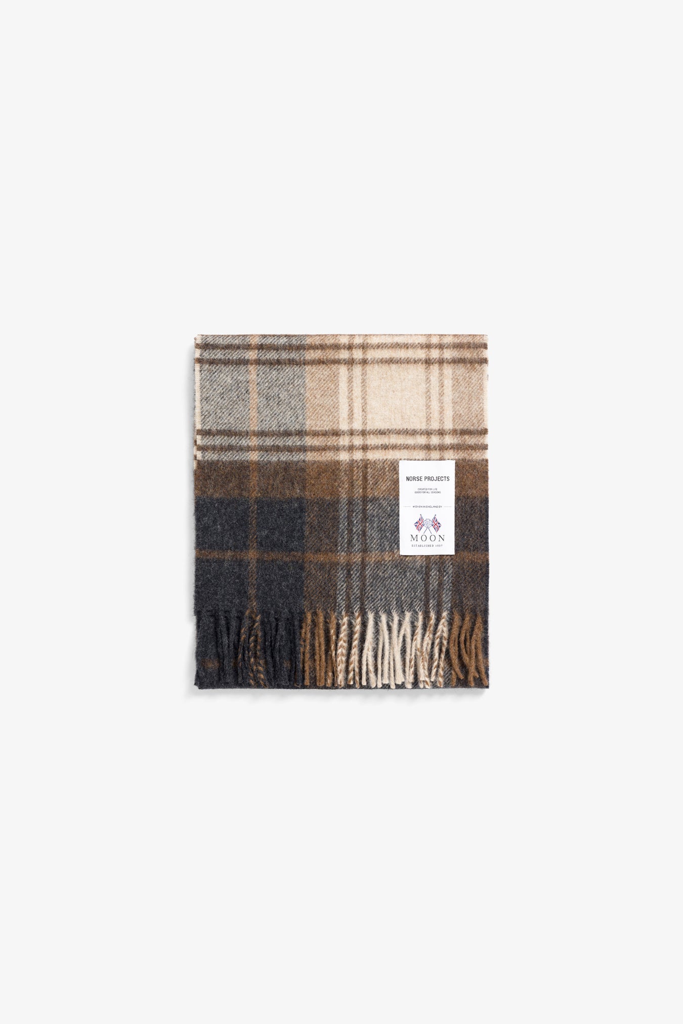 Moon Merino Lambswool Checked Scarf - Taupe