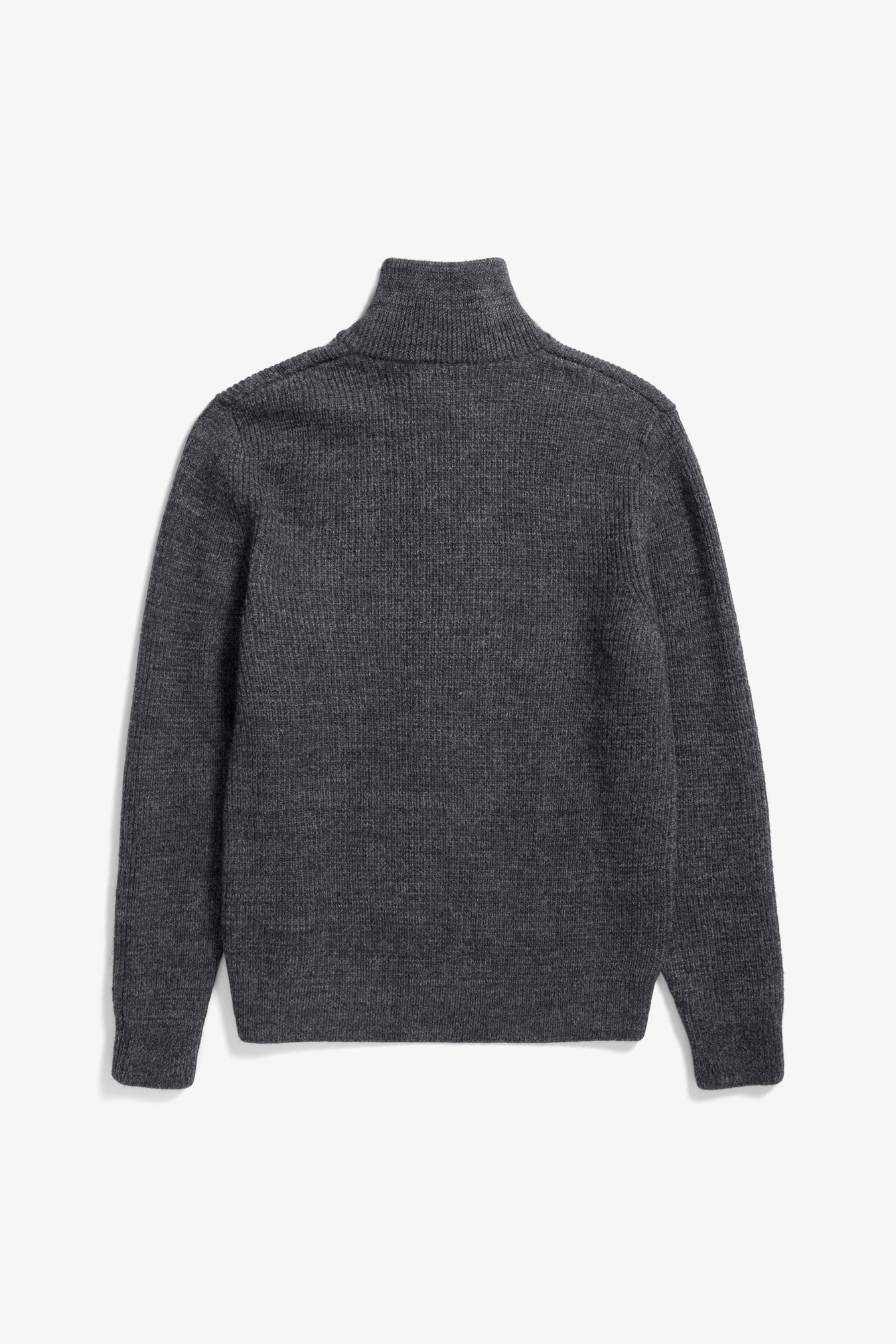 Hagen Wool Cotton Rib Full Zip Jacket - Dark Grey Melange