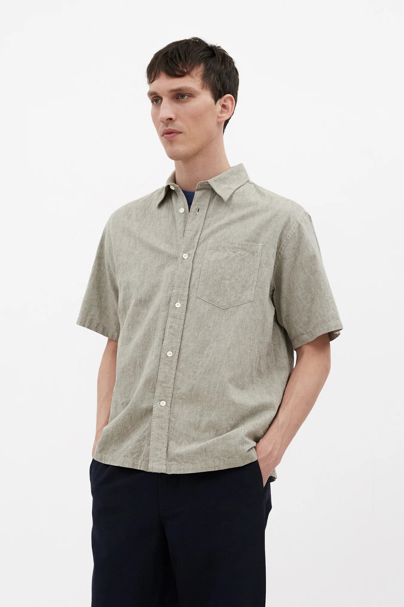 Ivan Relaxed Cotton Linen SS Shirt - Ivy Green