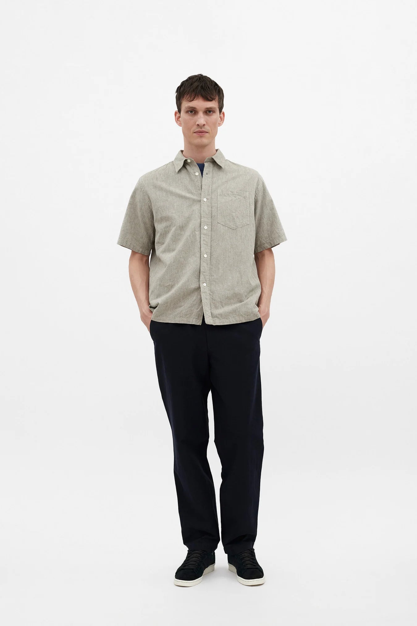 Ivan Relaxed Cotton Linen SS Shirt - Ivy Green