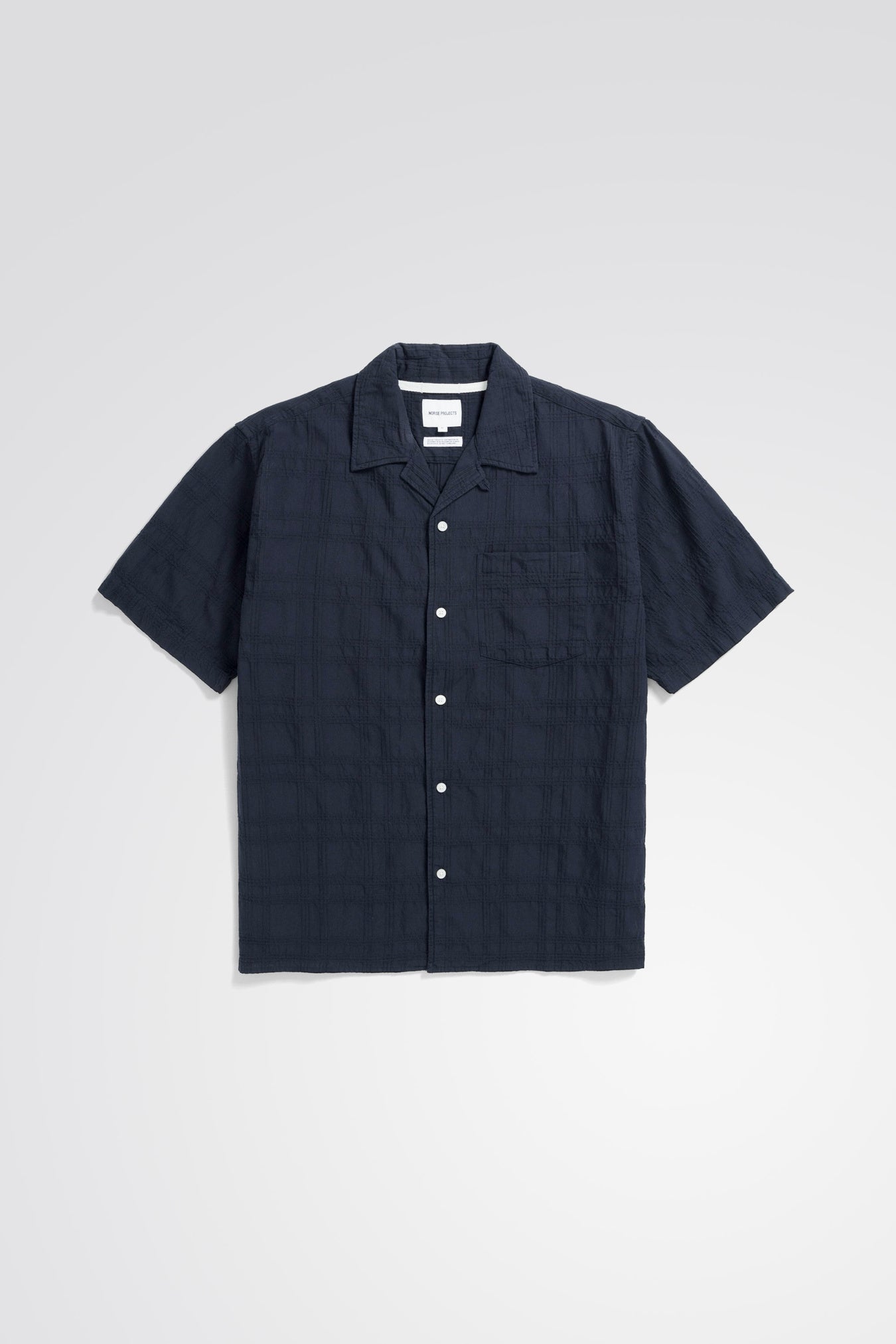 Carsten Relaxed Dobby Check Shirt - Dark Navy