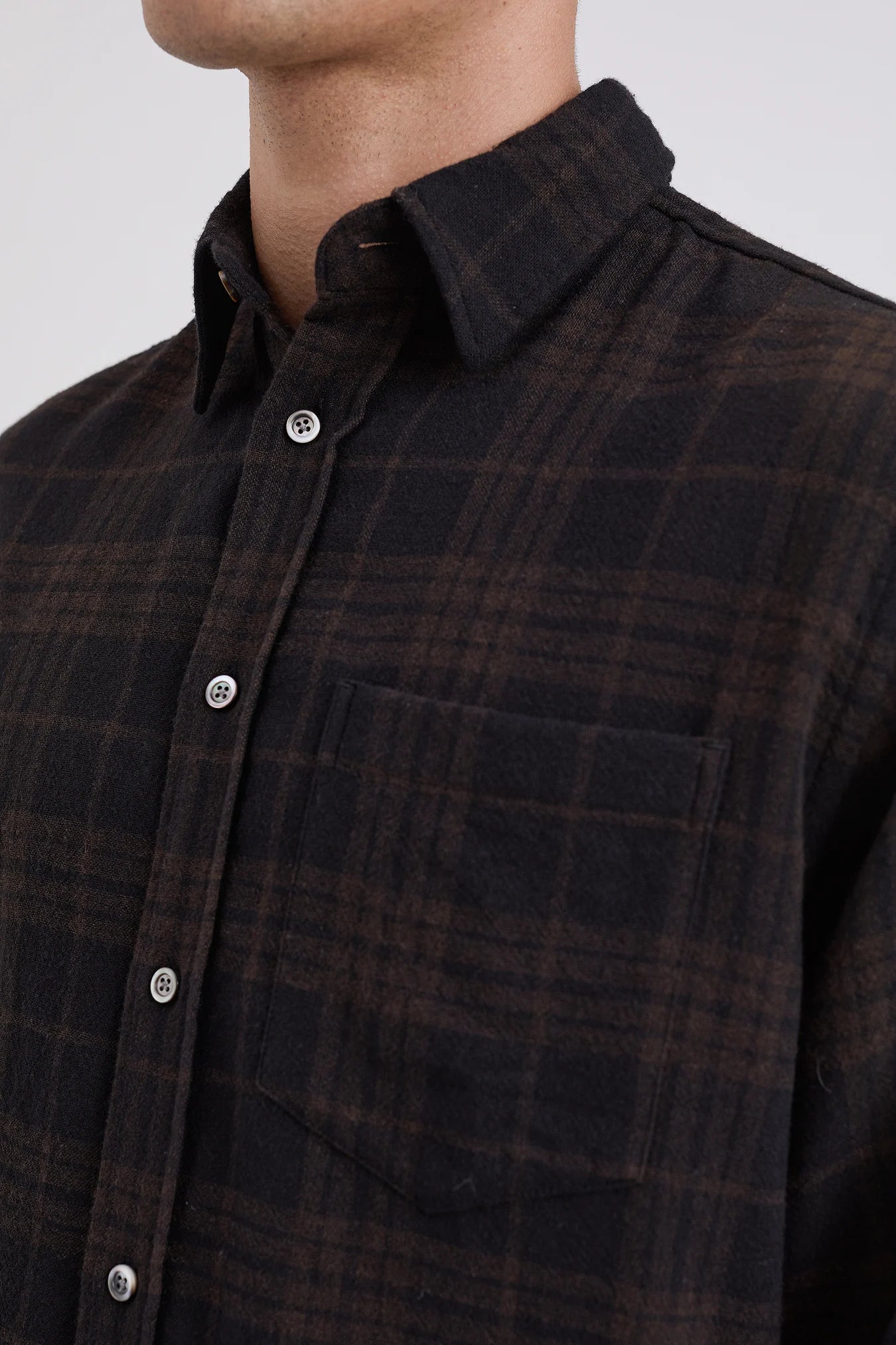 Algot Relaxed Wool Check Shirt - Espresso