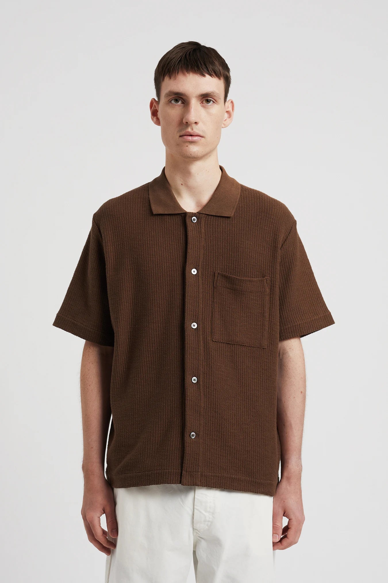 Gustav Crochet jersey Shirt - Chestnut