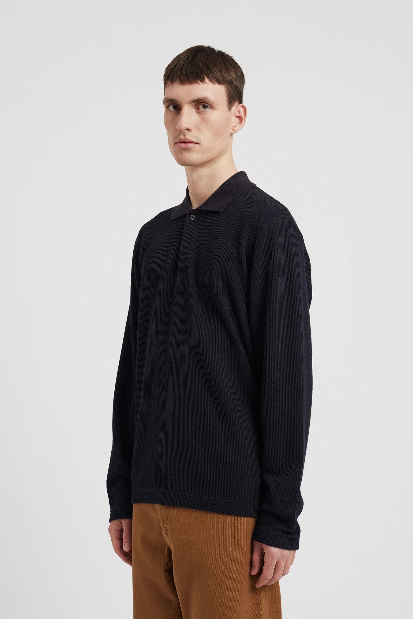 Ruben Double Face LS Polo - Dark Navy