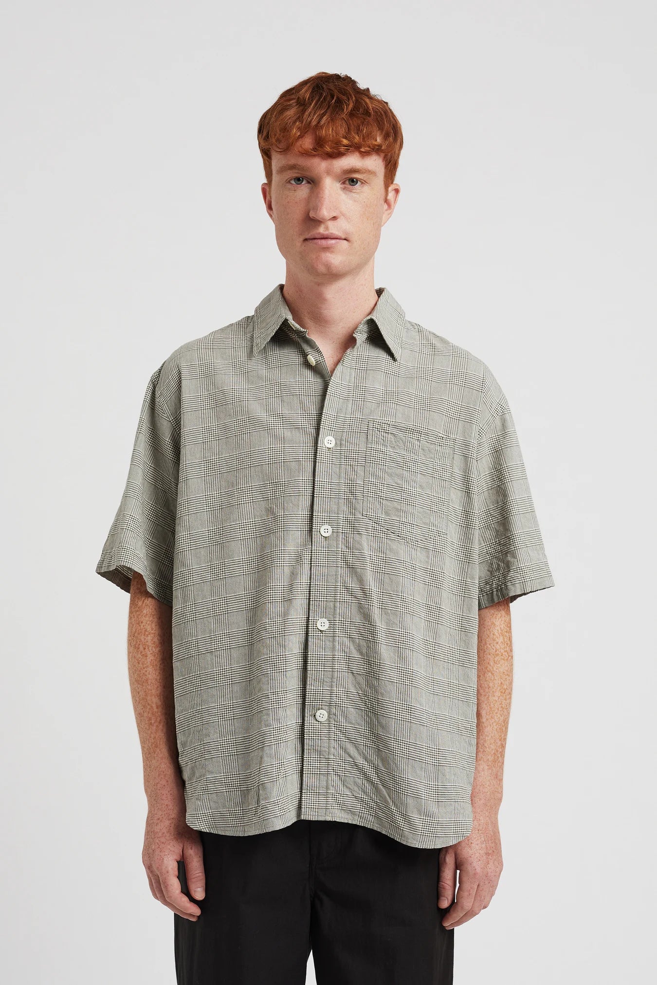 Mo Oversized Check SS Shirt - Moss Green