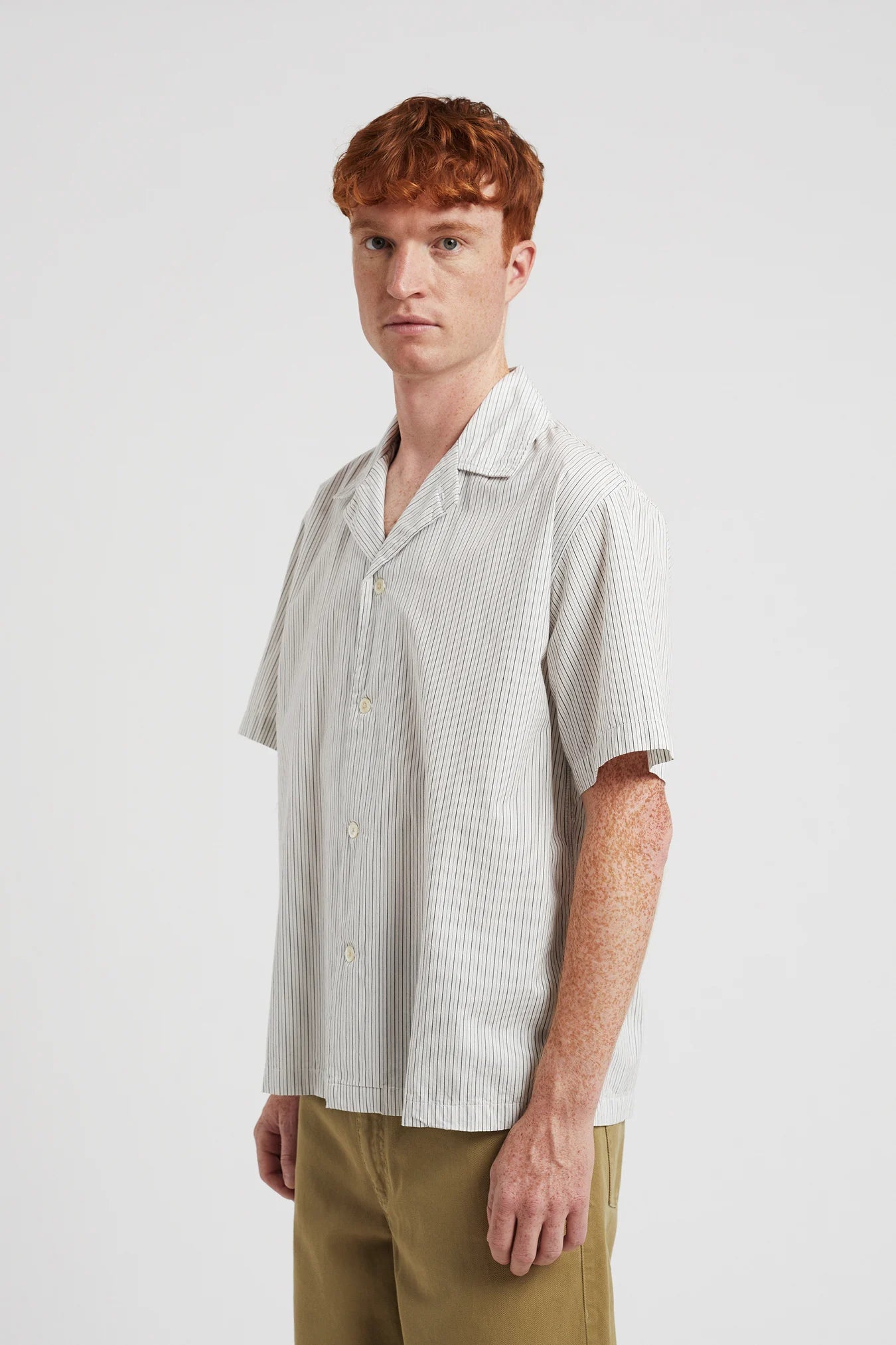 Mads Poplin Stripe SS - Ecru
