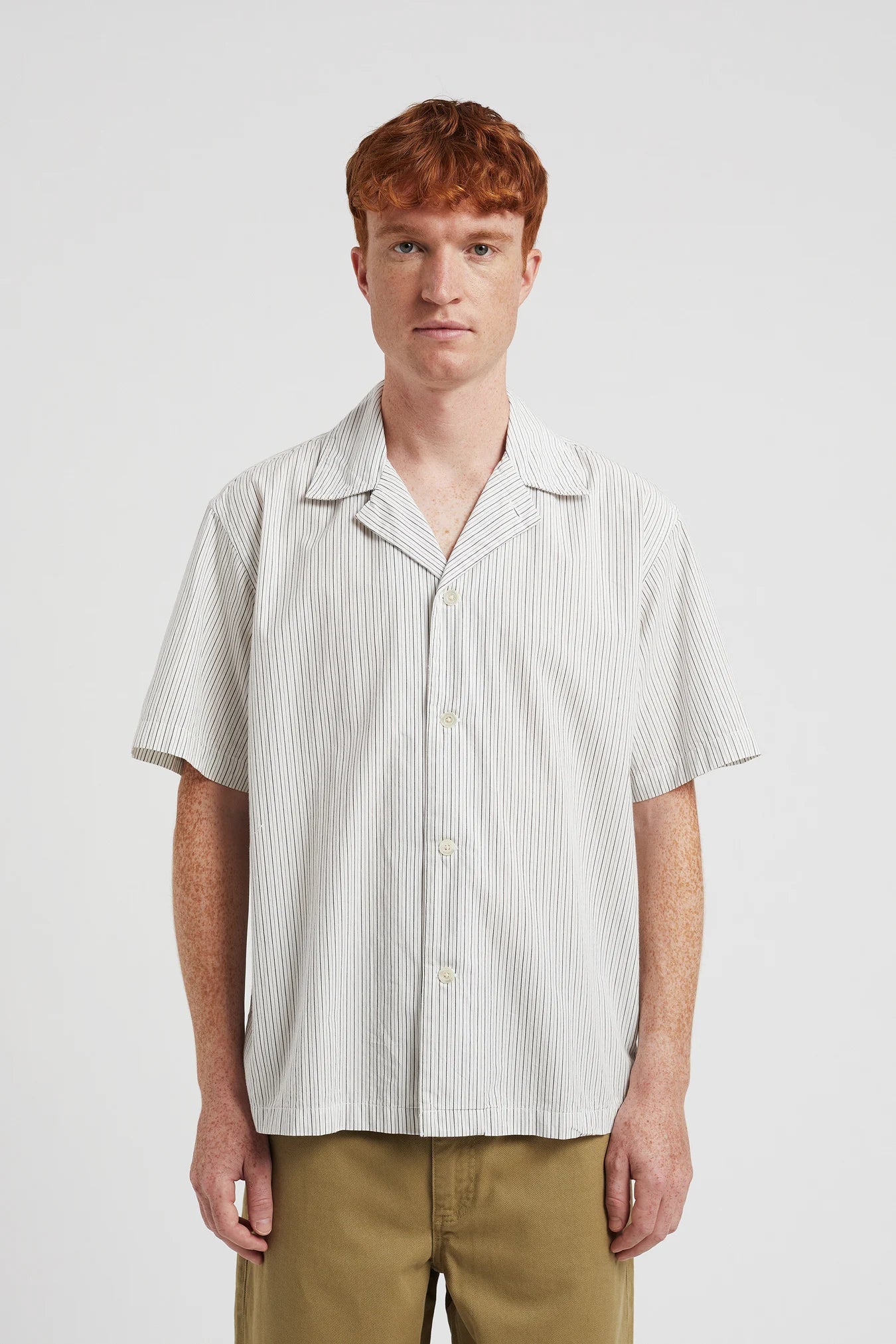 Mads Poplin Stripe SS - Ecru