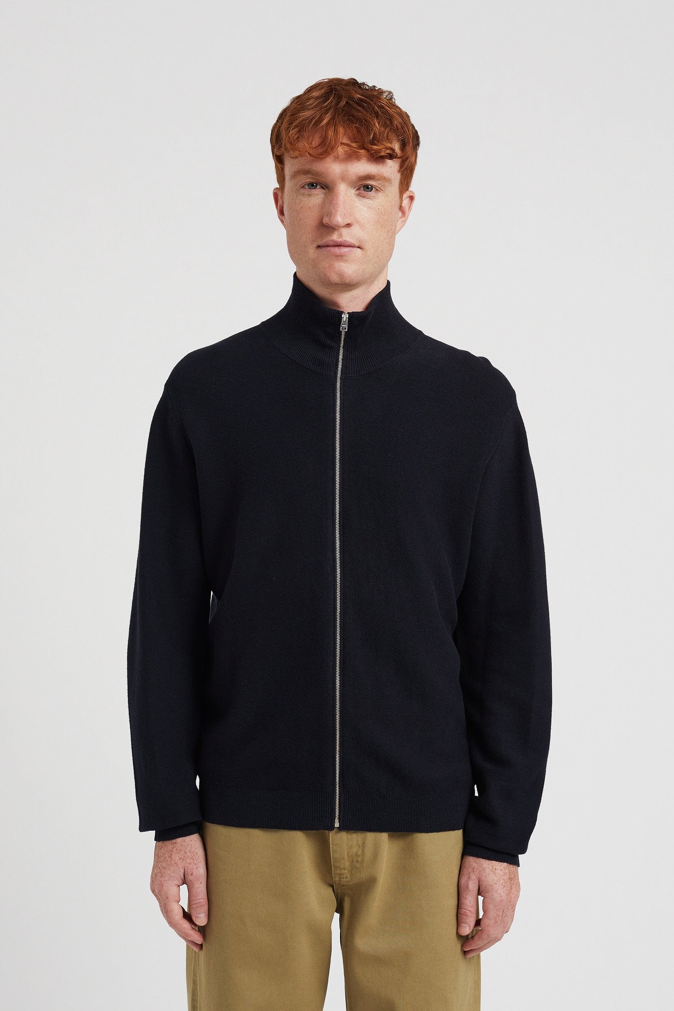 Links Cotton Linen Zip Jacket - Dark Navy