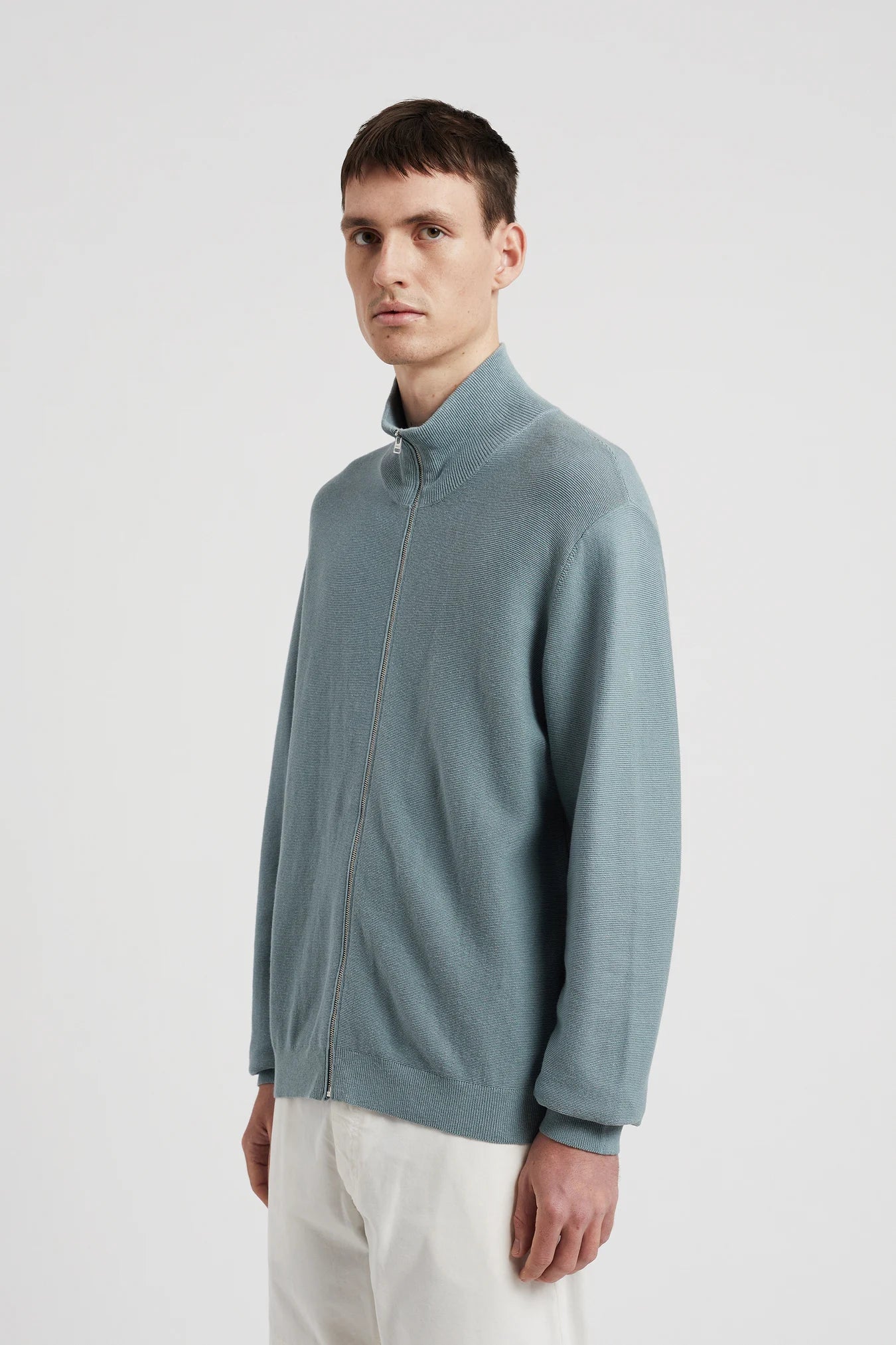 Links Cotton Linen Zip Jacket - Greyish Blue