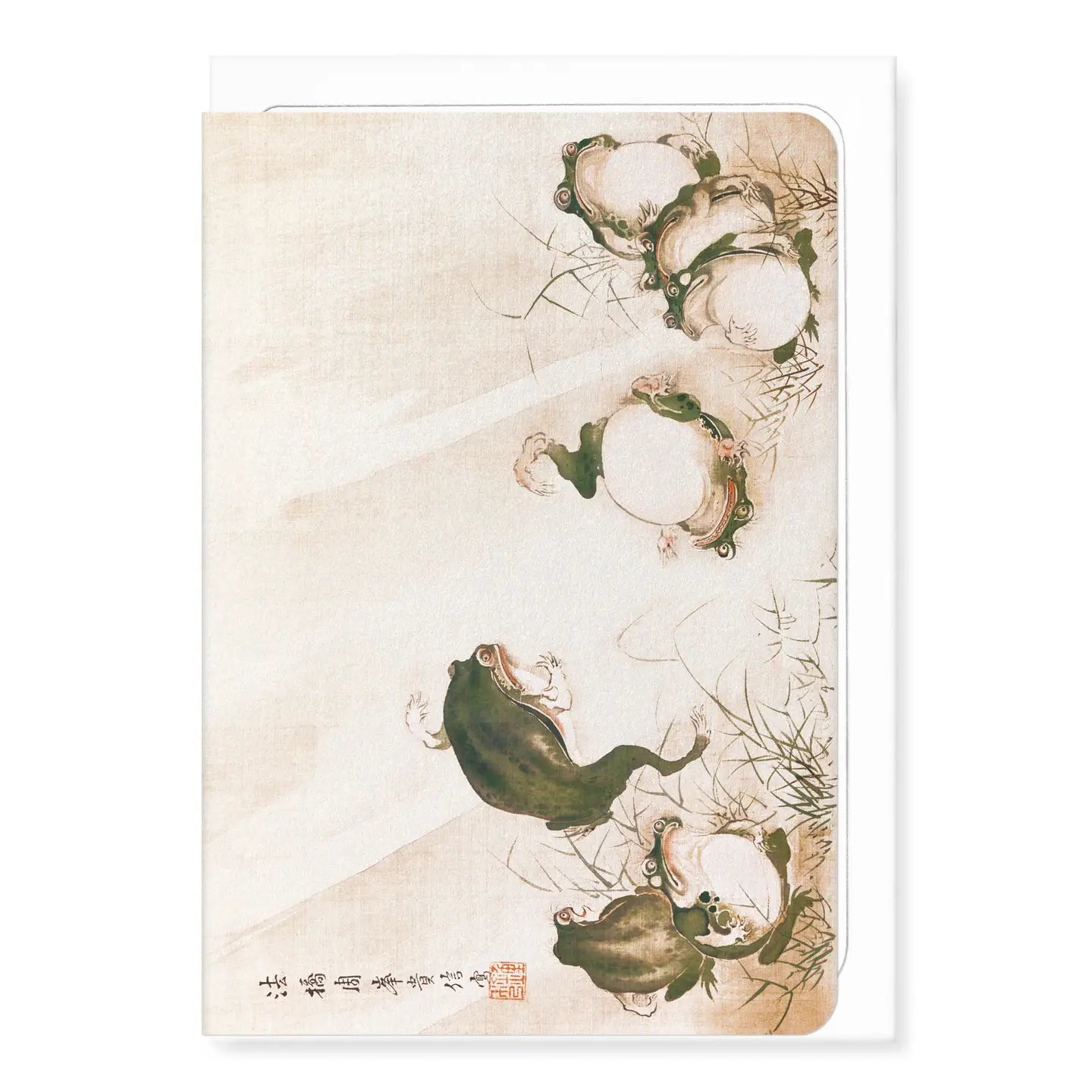 'Frogs in Sumo Match' Japanese Greeting Card