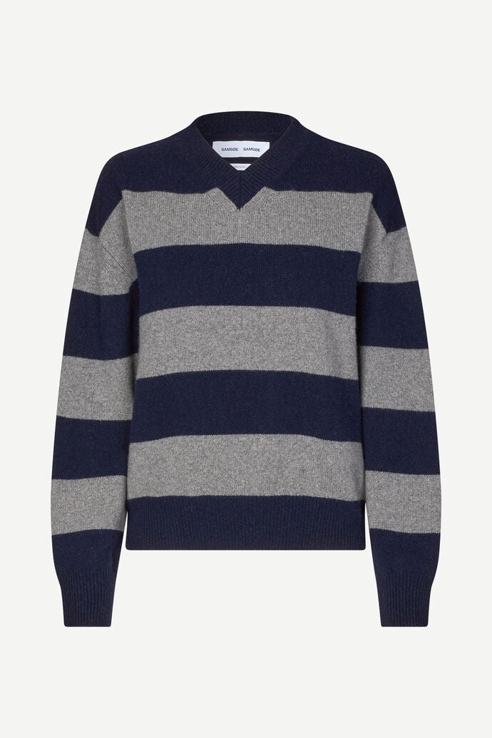 Sabirgette V-Neck Sweater - Outer Space Stripe