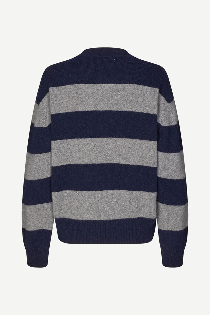 Sabirgette V-Neck Sweater - Outer Space Stripe