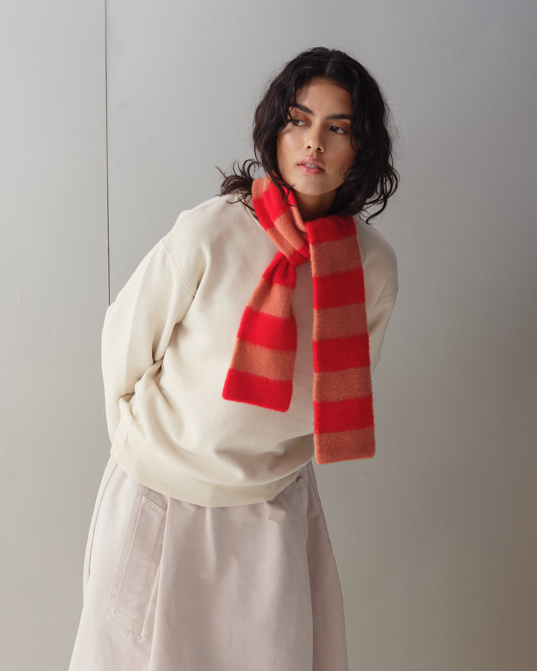 Small Brushed Stripe Scarf - Poppy & Plaster