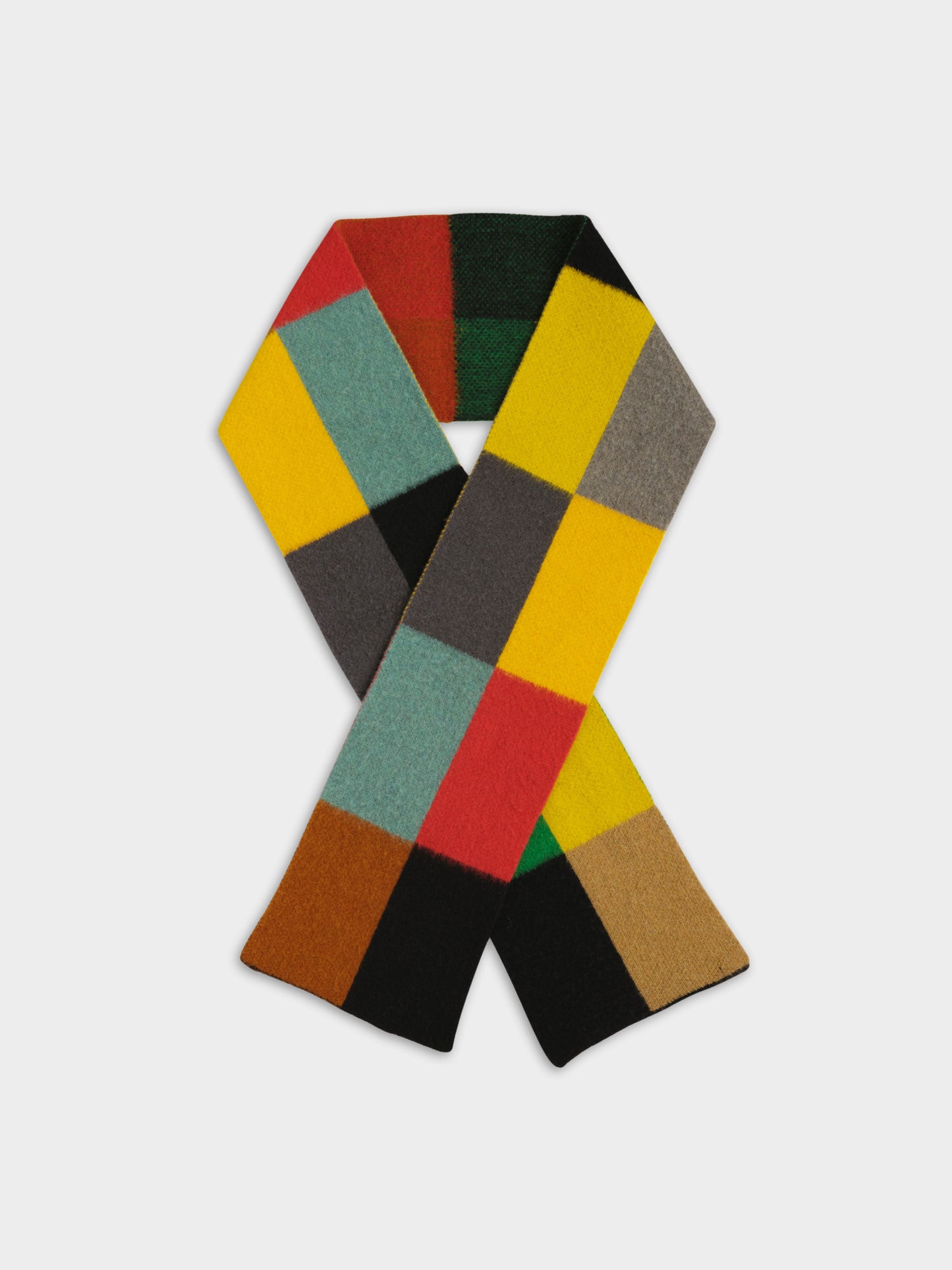 Brushed Multicolour Big Rectangles Scarf - Multicolour