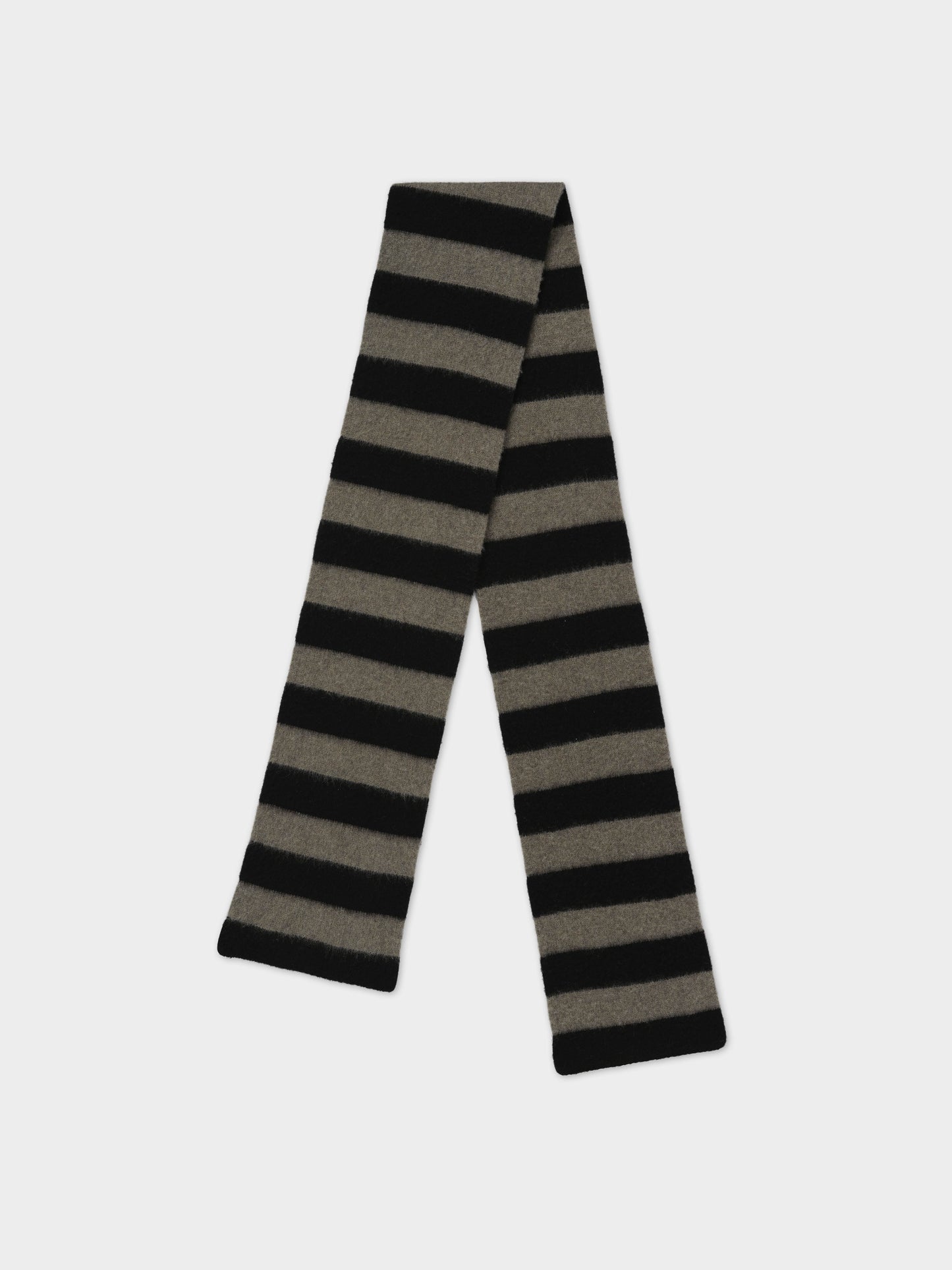 Brushed Stripe Scarf - Black & Moss