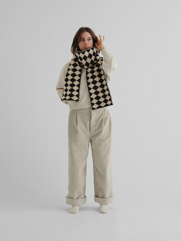 Brushed Diamond Scarf - Black/Oatmeal