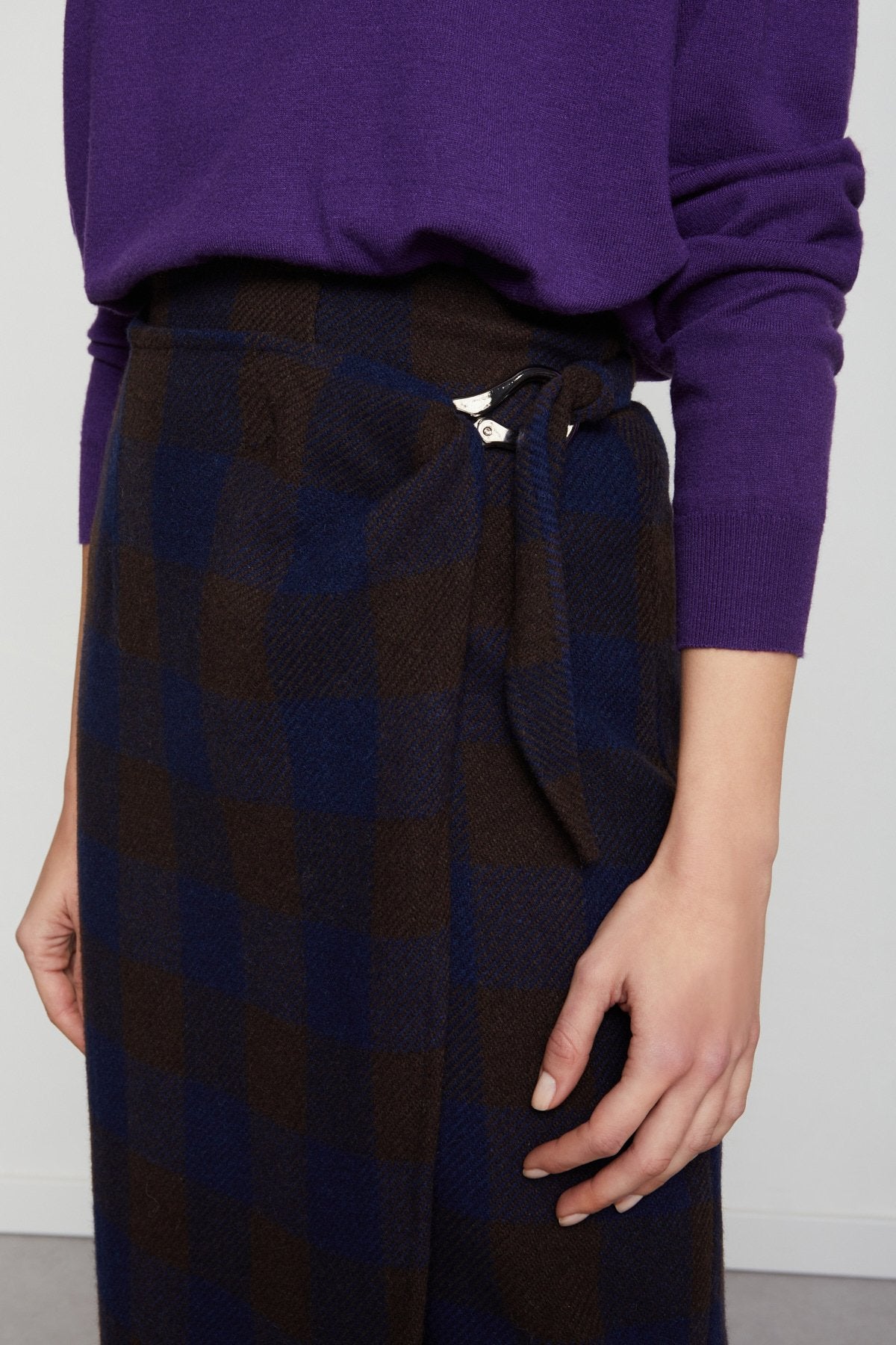 Check Wool-Blend Skirt - Night