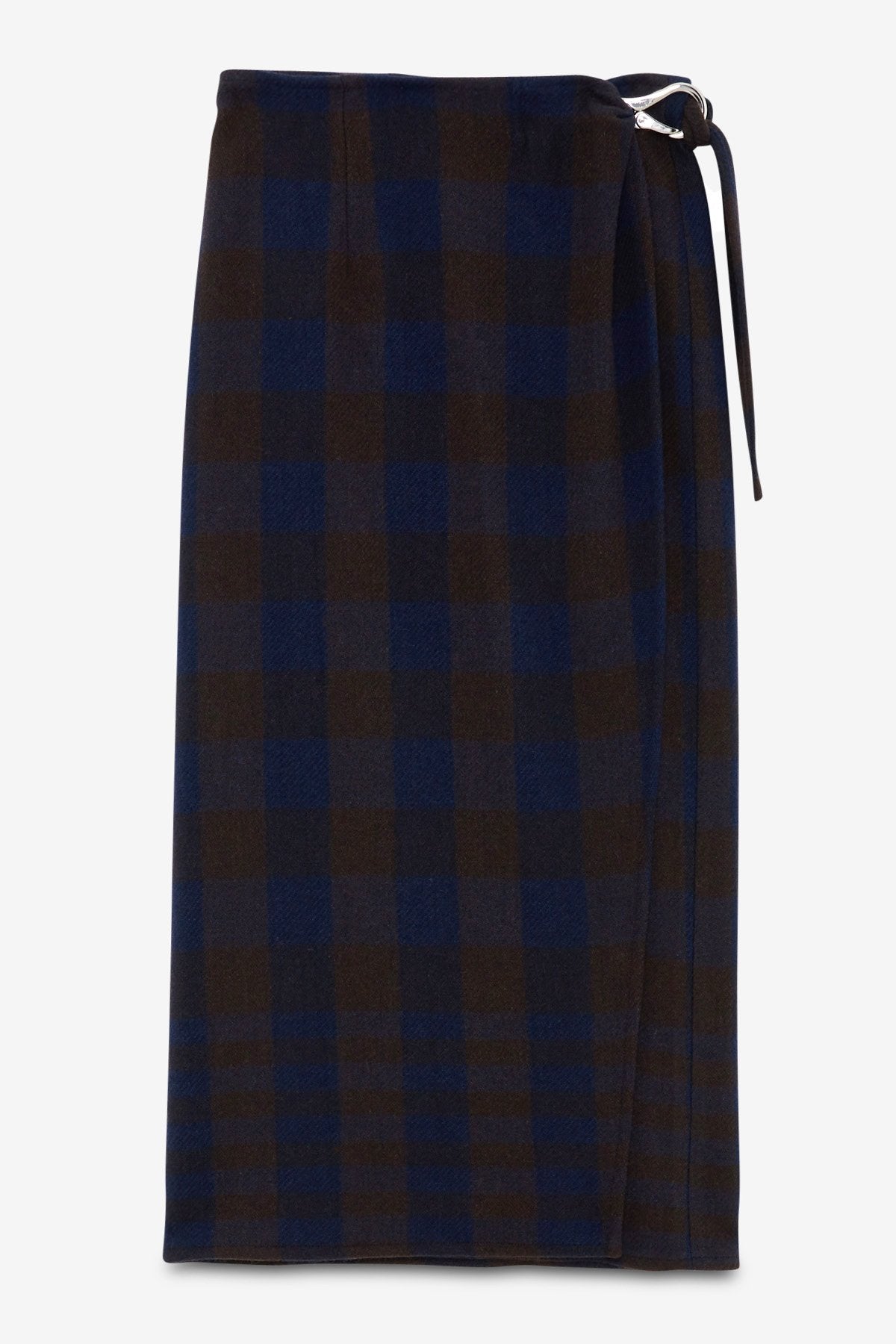 Check Wool-Blend Skirt - Night