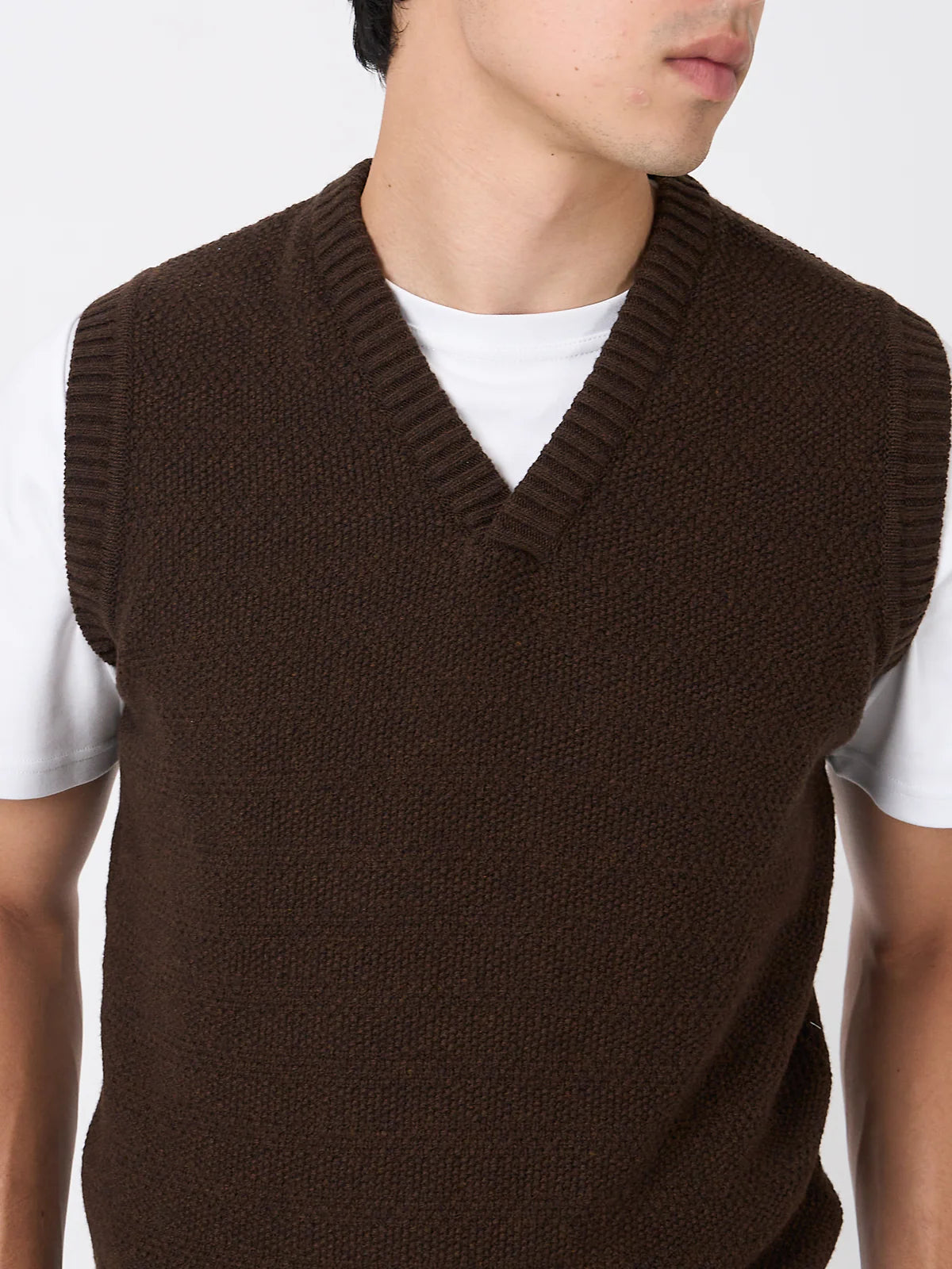 Graves V Neck Vest - Brown
