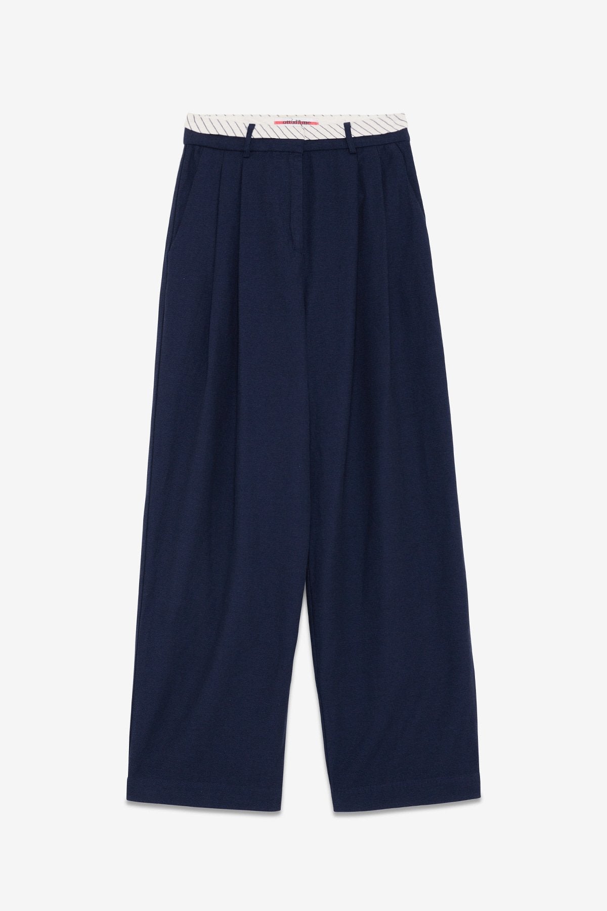 Linen Blend Straight Leg Trousers - Night