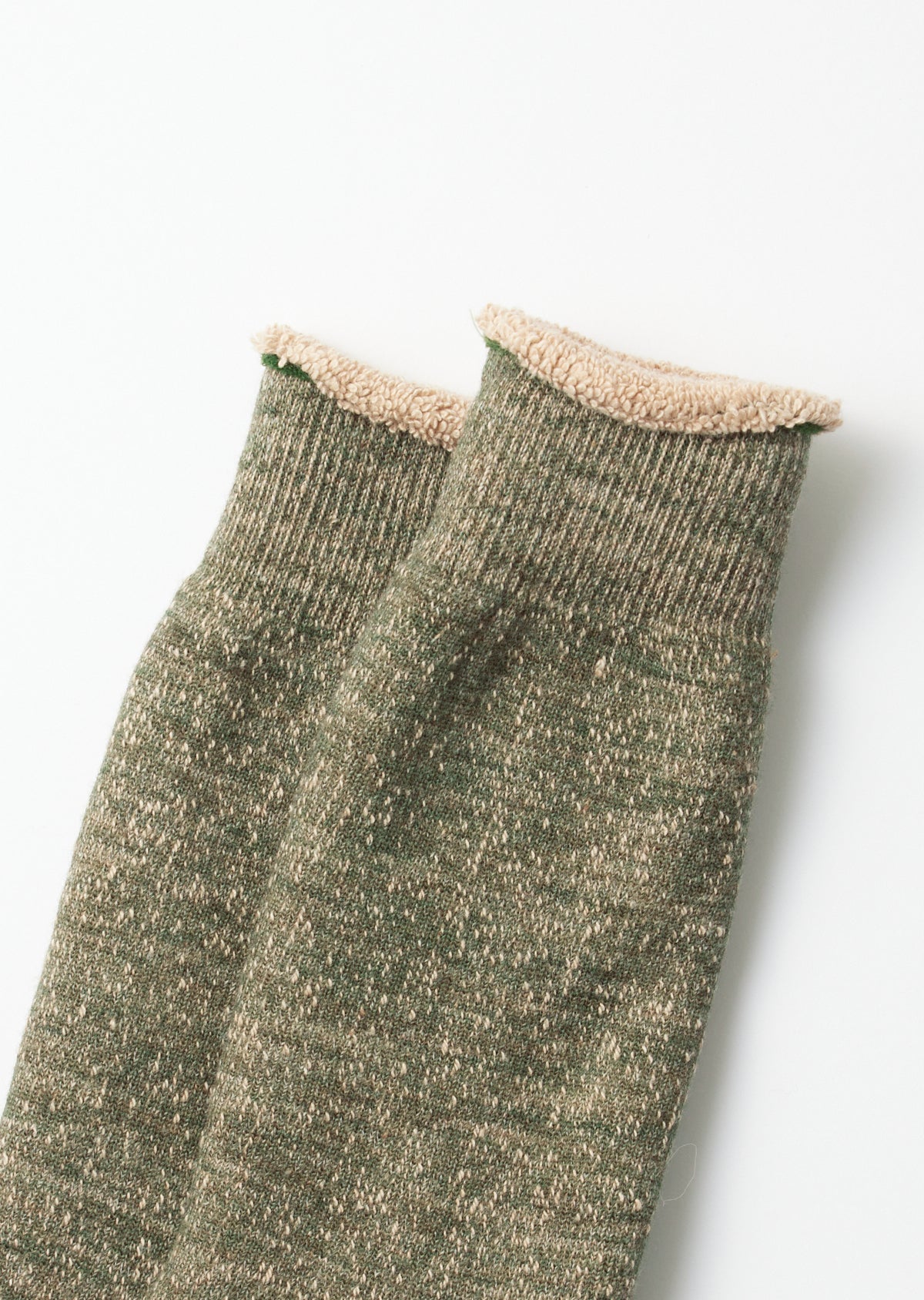 Double Face Crew Socks - Green/Brown - R1001