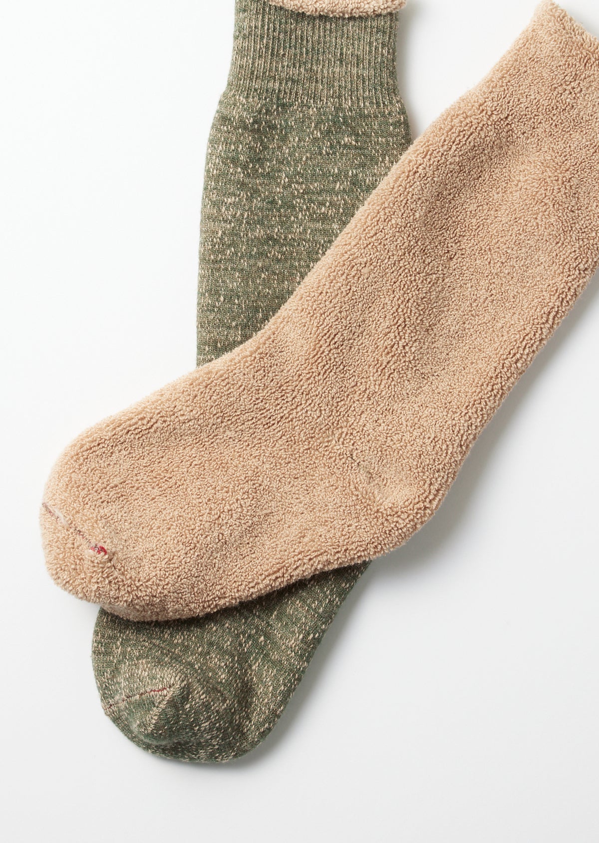 Double Face Crew Socks - Green/Brown - R1001