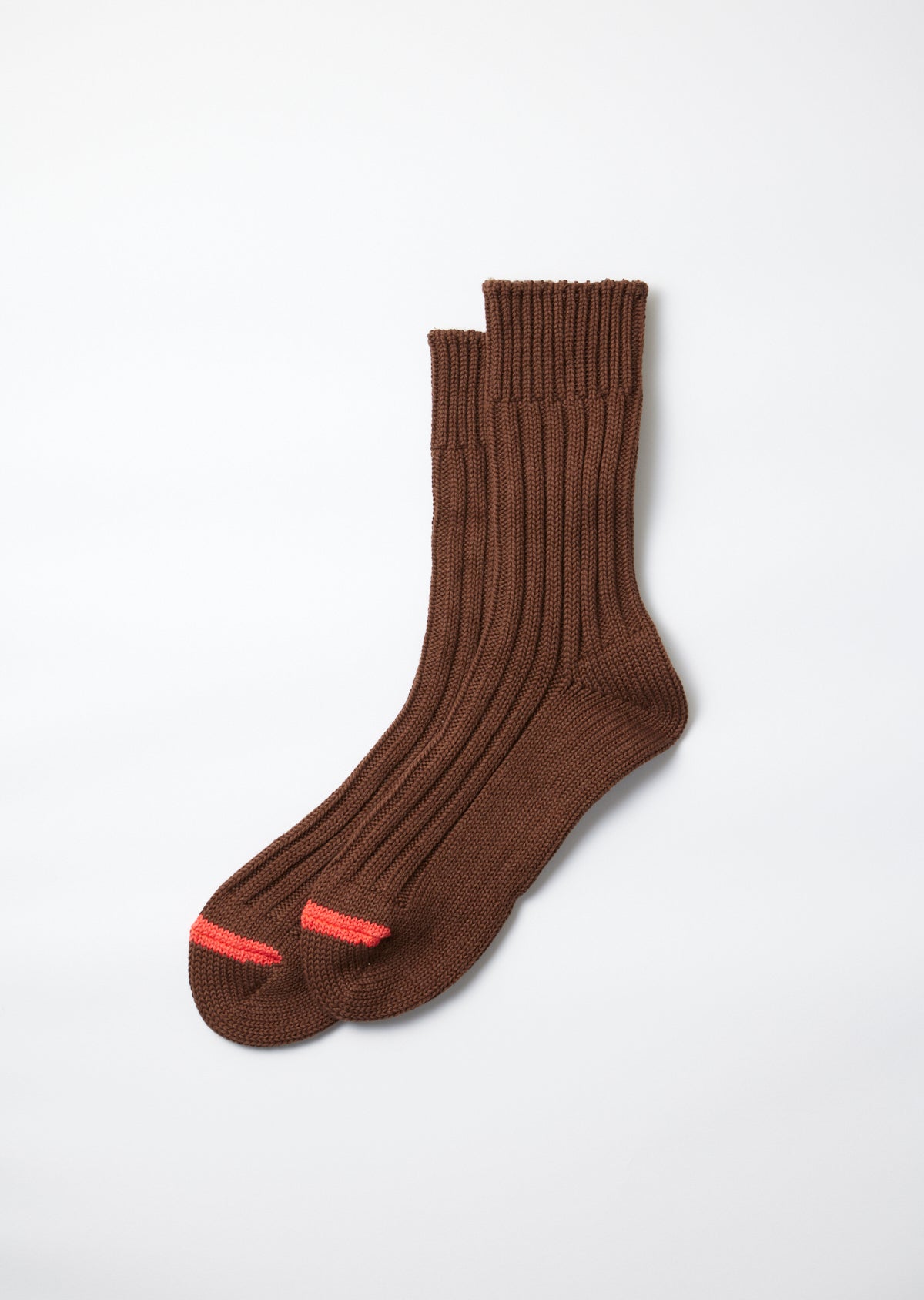 Chunky Ribbed Crew - Brown/Poppy - R1398