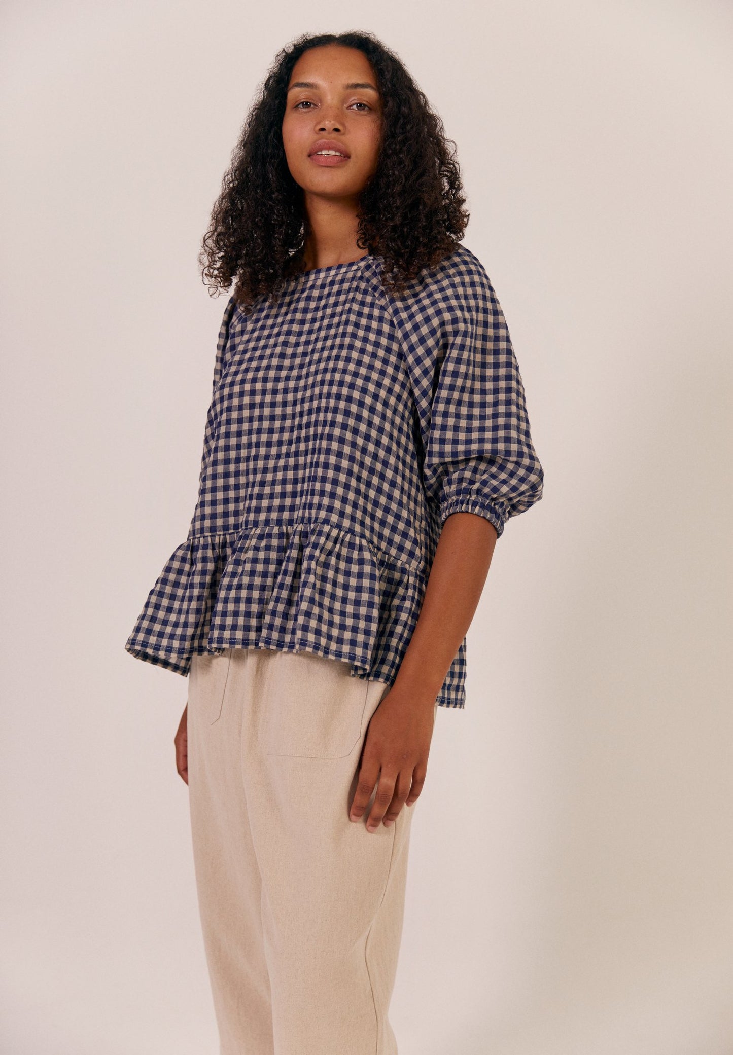 Fara Top - Navy Check