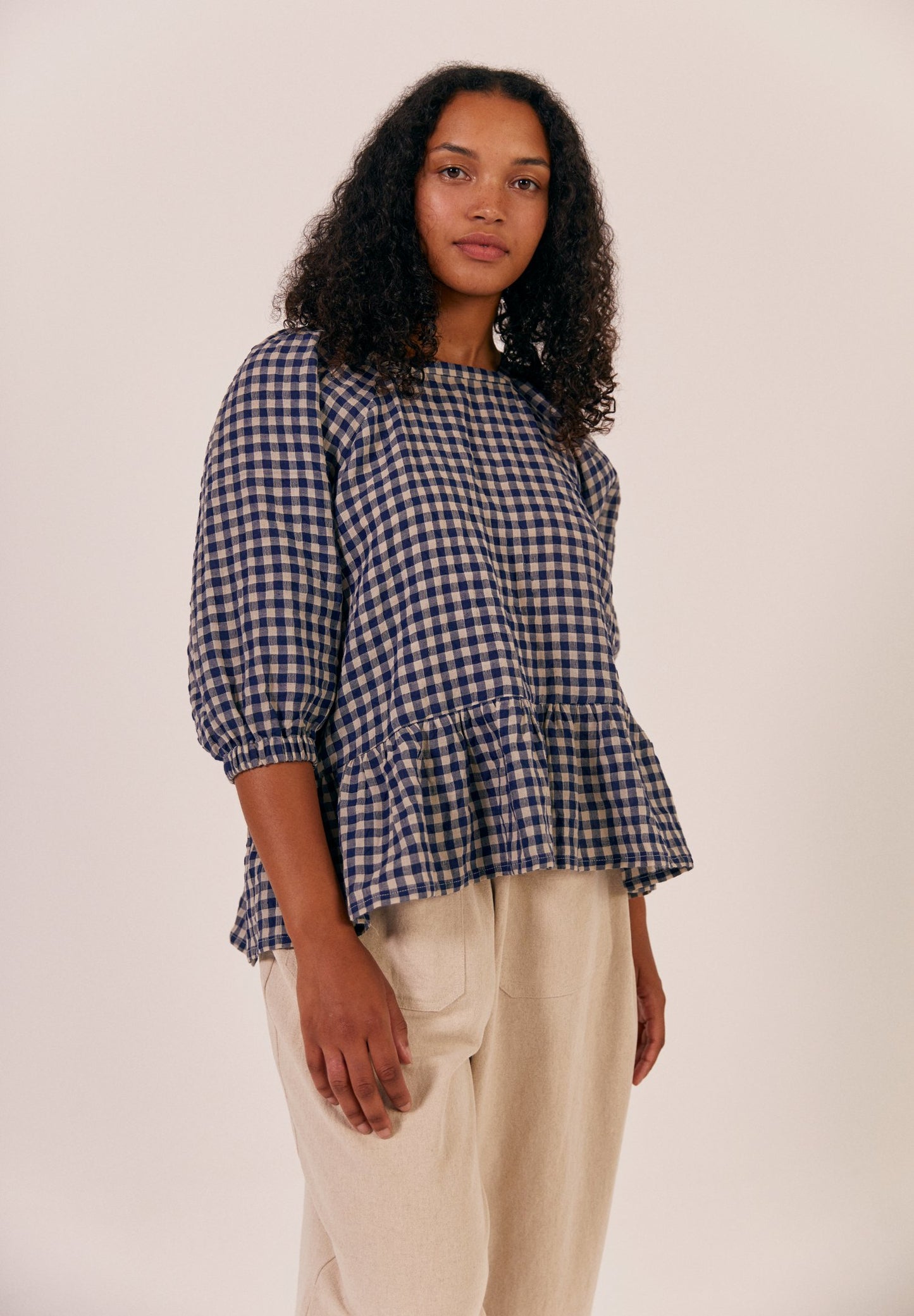 Fara Top - Navy Check