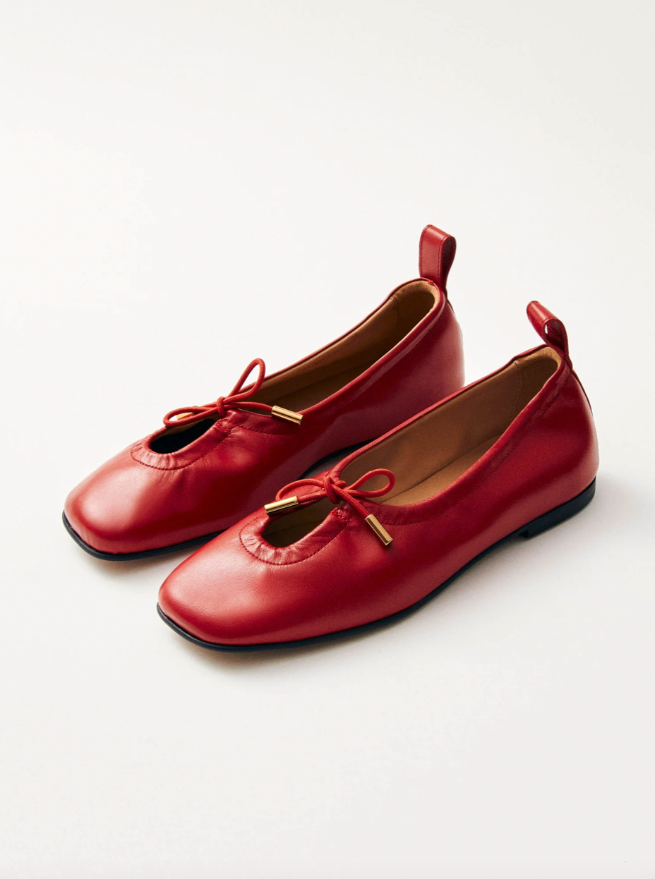 Rosalind Leather Ballet Flats - Red
