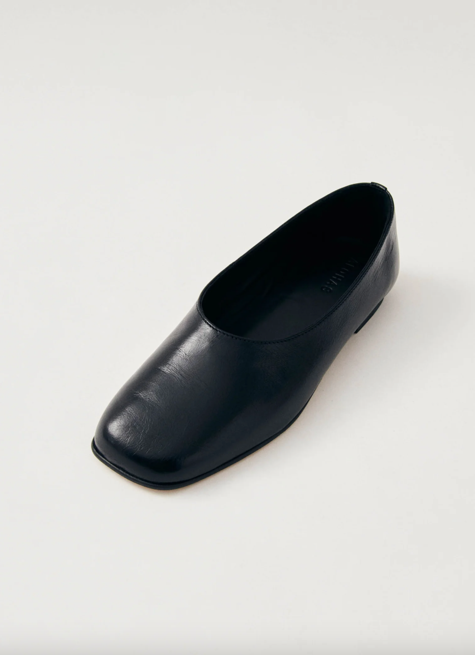 Edie Leather Ballet Flats - Black