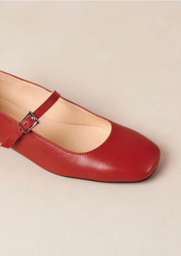 Por Do Sol Leather Ballet Flats - Red