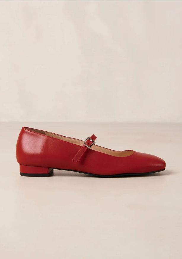 Por Do Sol Leather Ballet Flats - Red