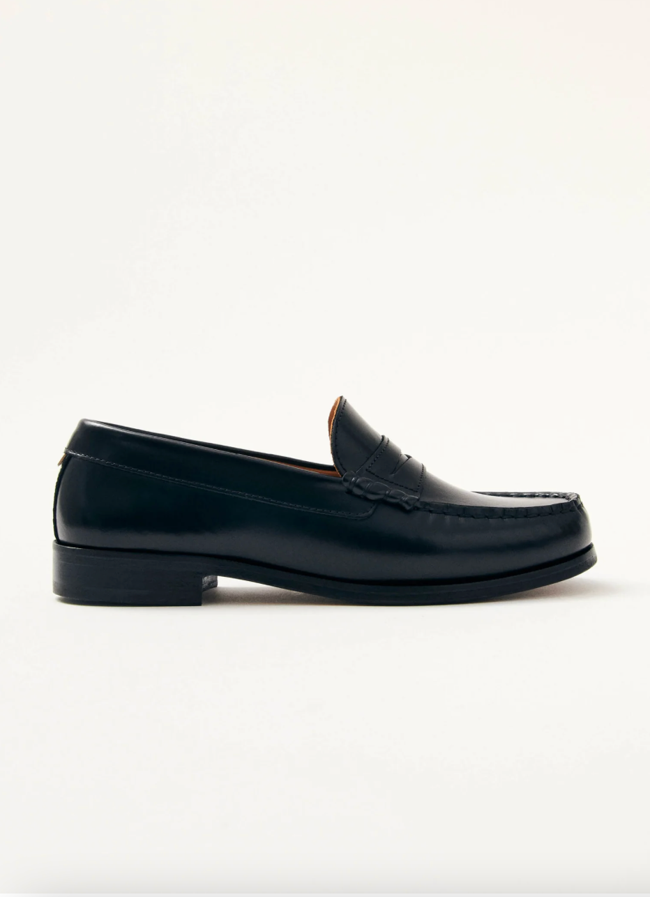 Rivet Leather Loafers - Black