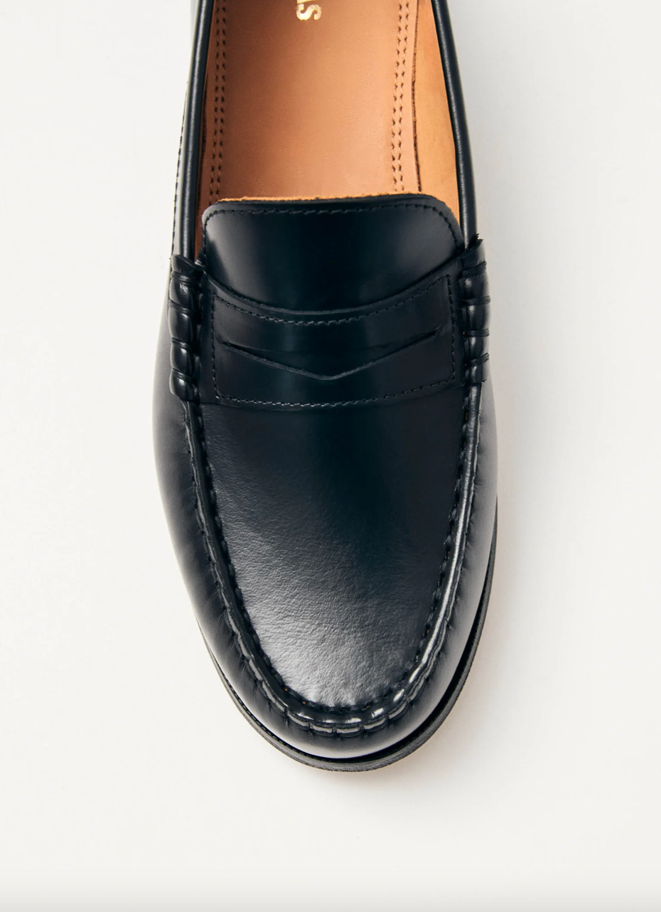 Rivet Leather Loafers - Black