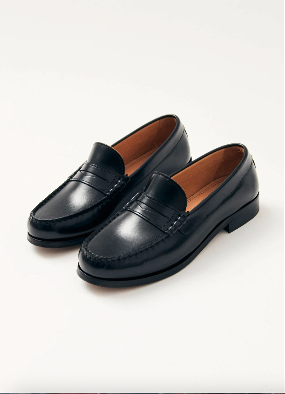 Rivet Leather Loafers - Black