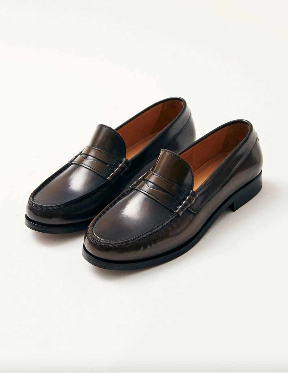 Rivet Leather Loafers - Coffee Brown
