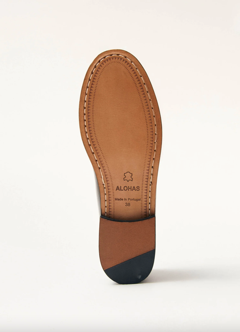 Rivet Leather Loafers - Coffee Brown