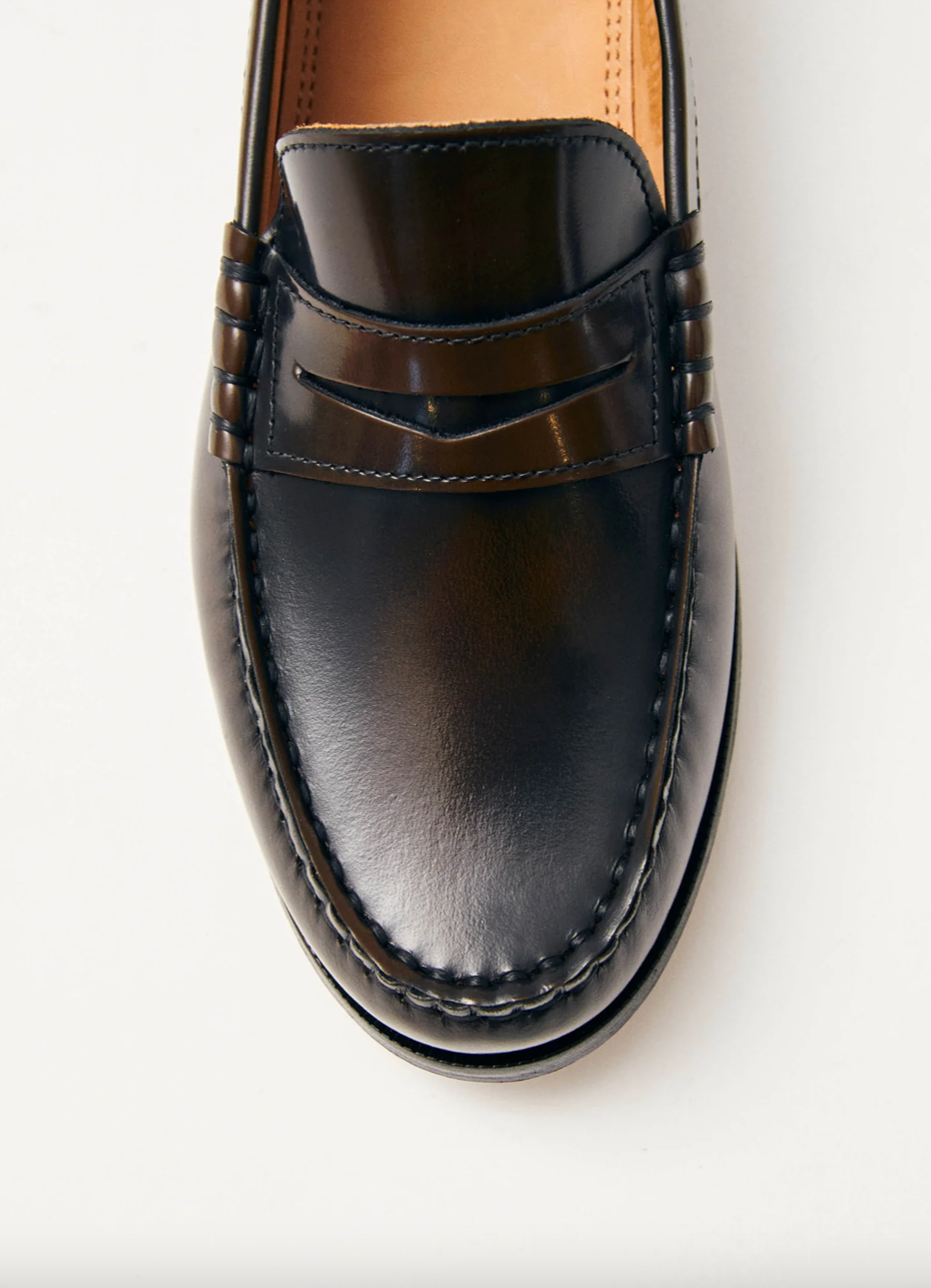 Rivet Leather Loafers - Coffee Brown