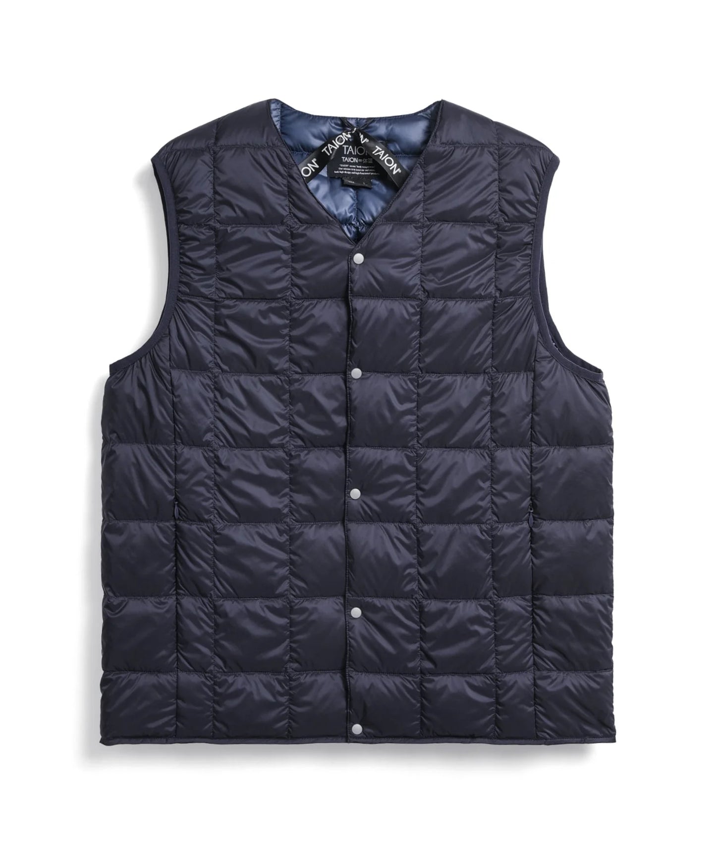V-Neck Button Down Vest - Dark Navy