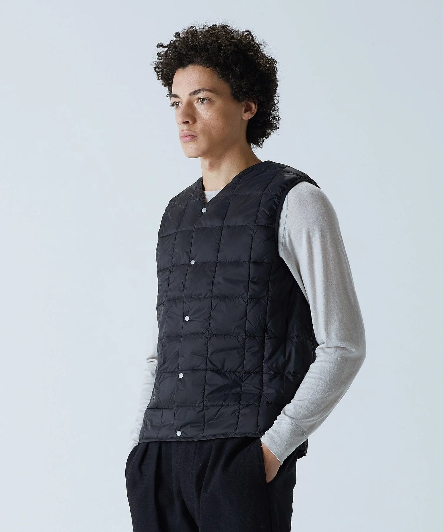 V-Neck Button Down Vest - Black