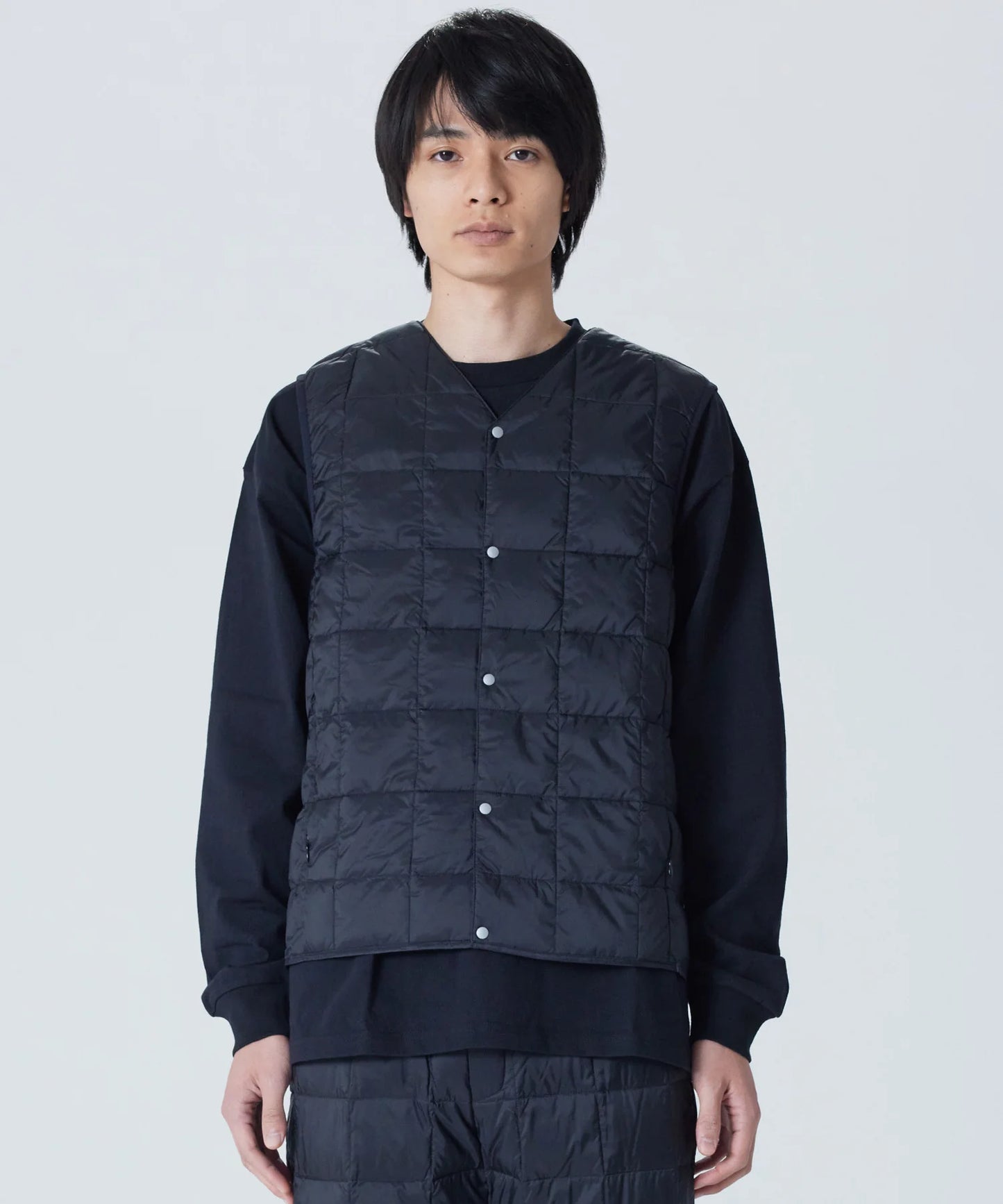 V-Neck Button Down Vest - Dark Navy