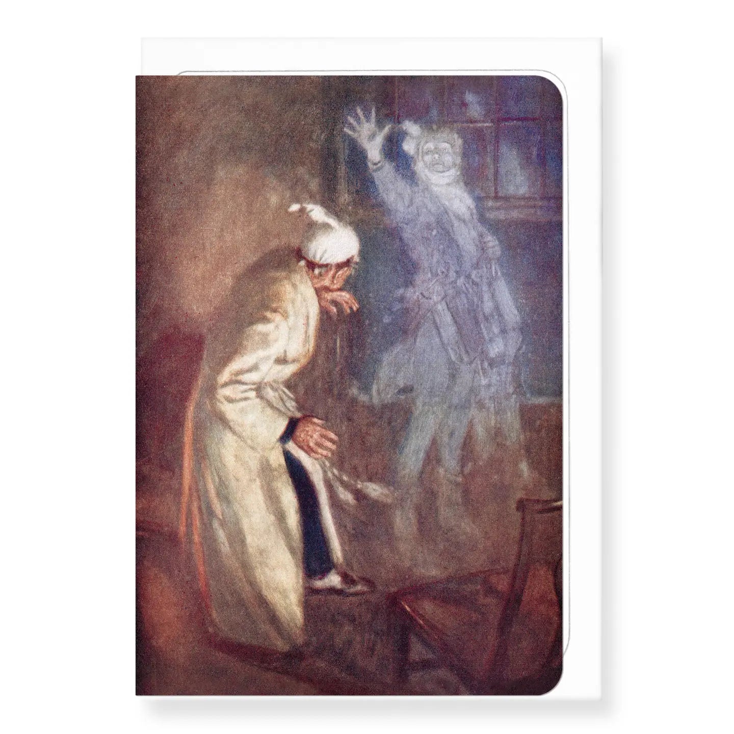 'Scrooge and Ghost' 1911 Painting Greeting Card