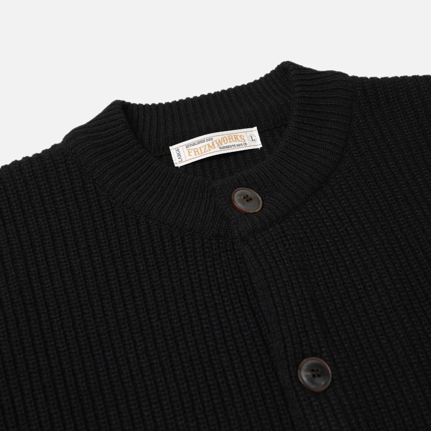 Heavy Wool Round Cardigan - Black