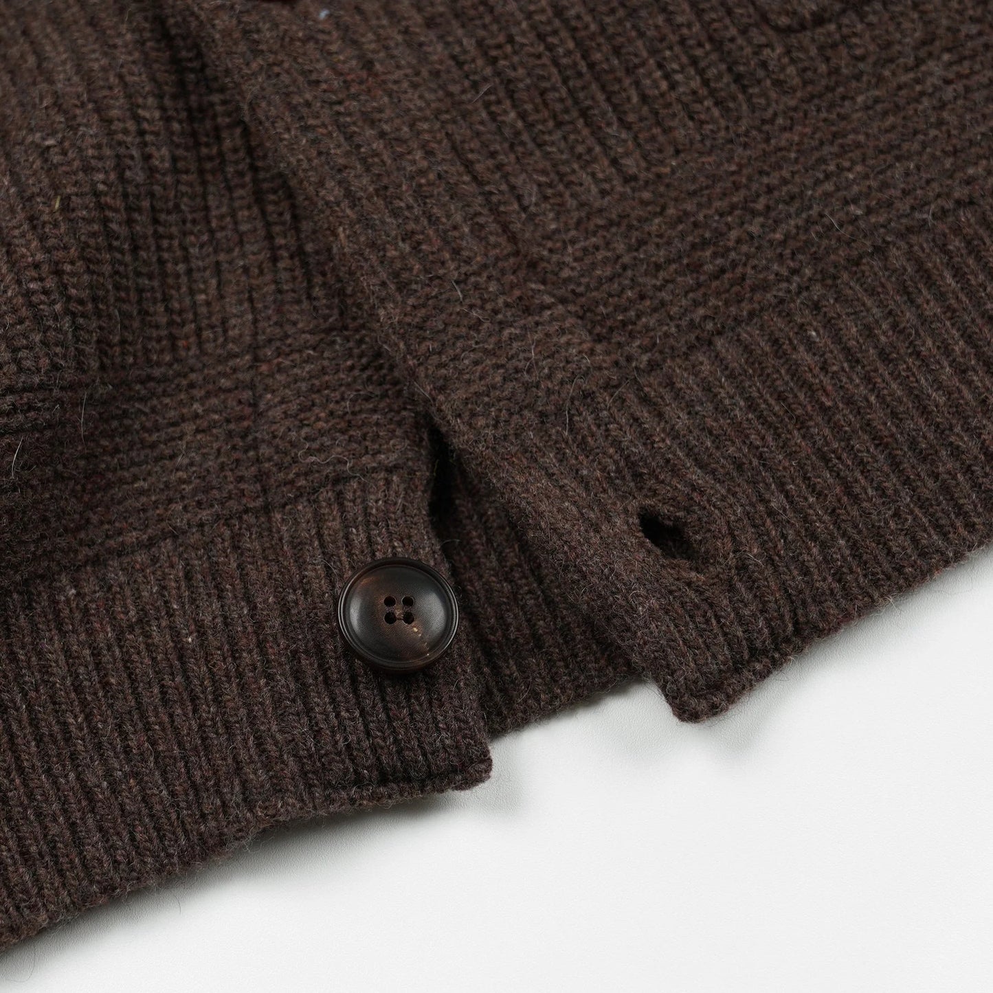 Heavy Wool Round Cardigan - Chocco Brown