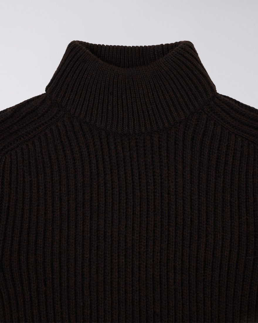 Roni High Collar Sweater - Dark Brown